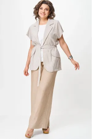 Костюм Michel Chic 1429 бежевый/белый полоска