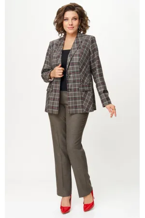 Костюм БелЭльСтиль 412-314/609-323 клетка красно-коричневая
