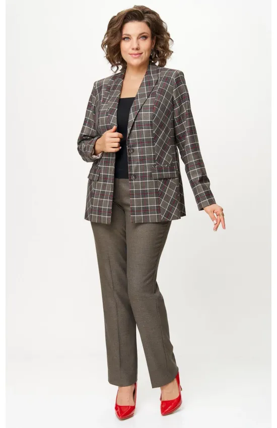 Костюм БелЭльСтиль 412-314/609-323 клетка красно-коричневая