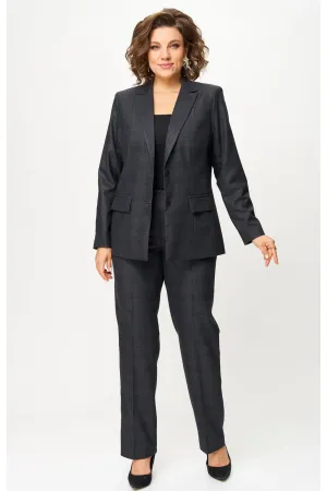 Костюм БелЭльСтиль 412-314/609-323 серо-коричневая клетка