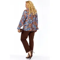 Костюм Элль-стиль 2398/2 коричневый, голубой принт.