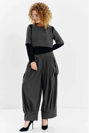 Костюм Euromoda 632 серый (клетка)+черный