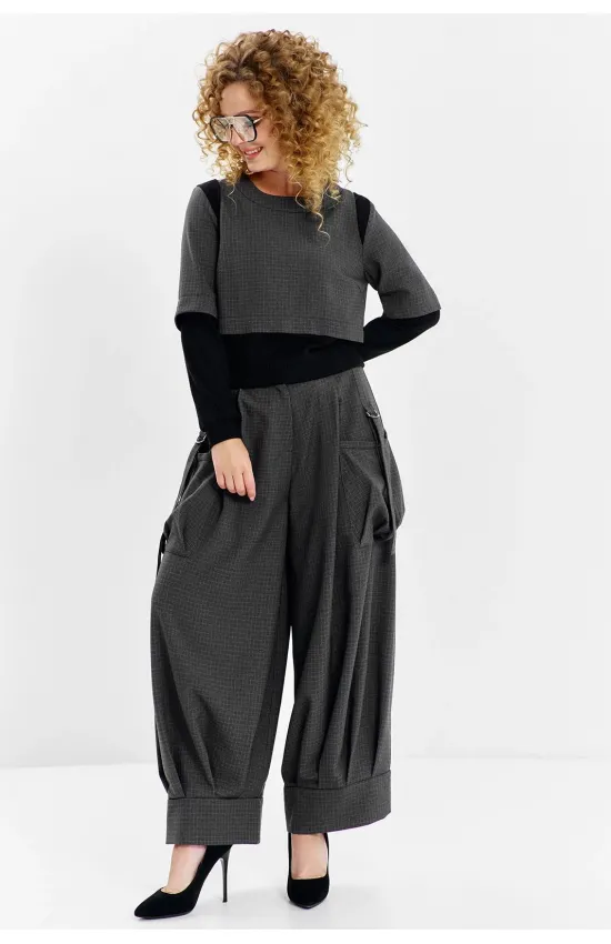 Костюм Euromoda 632 серый (клетка)+черный Костюм Euromoda 632 серый (клетка)+черный