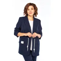 Костюм Ольга Стиль С958 темно-синий/ полоска