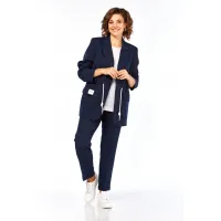 Костюм Ольга Стиль С958 темно-синий/ полоска