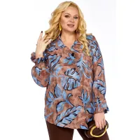 Костюм Элль-стиль 2398/2 коричневый, голубой принт.