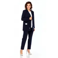 Костюм Ольга Стиль С958 темно-синий/ полоска