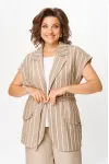 Костюм Michel Chic 1429 бежевый + белый широкая полоска