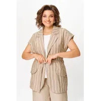 Костюм Michel Chic 1429 бежевый + белый широкая полоска