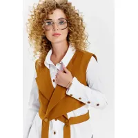 Костюм Euromoda 622 горчичный+белый Костюм Euromoda 622 горчичный+белый