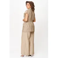 Костюм Michel Chic 1429 бежевый + белый широкая полоска