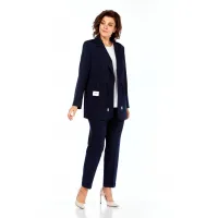 Костюм Ольга Стиль С958 темно-синий/ полоска