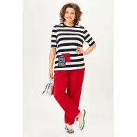 Костюм Michel Chic 1452 красный, полоска Костюм Michel Chic 1452 красный, полоска