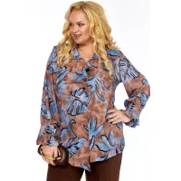 Костюм Элль-стиль 2398/2 коричневый, голубой принт.