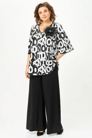 Костюм Svetlana Style 5035 черно-белый буквы