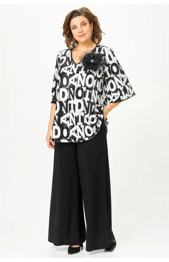 Костюм Svetlana Style 5035 черно-белый буквы