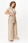 Костюм Michel Chic 1429 бежевый + белый широкая полоска