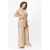 Костюм Michel Chic 1429 бежевый + белый широкая полоска