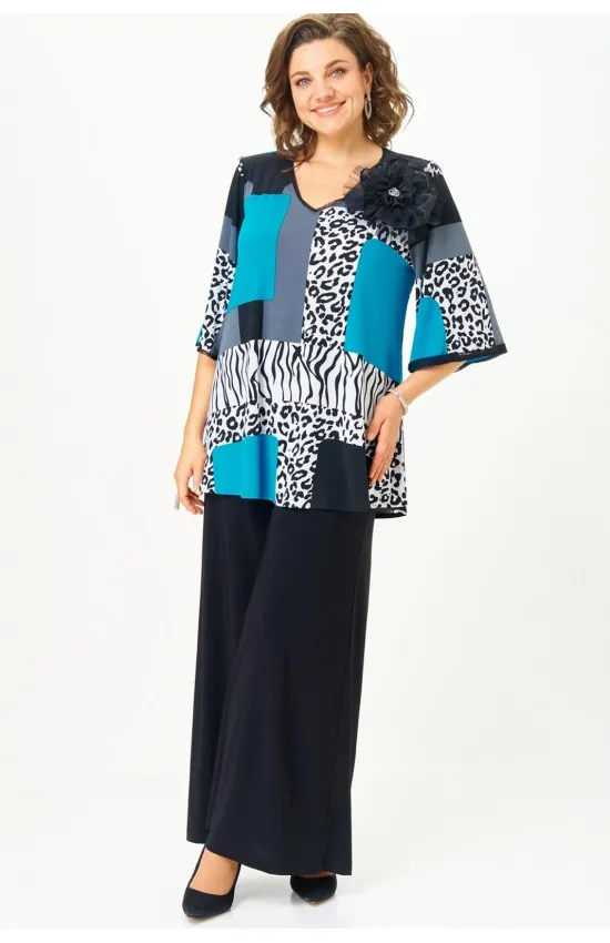 Костюм Svetlana Style 5035 черный с голубым принт