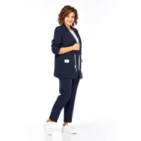 Костюм Ольга Стиль С958 темно-синий/ полоска