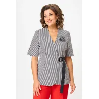 Костюм Орхидея Люкс 1527 Ч/б полоска, красный