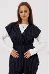 Костюм MisLana 12521 синий в полоску с белым джемпером