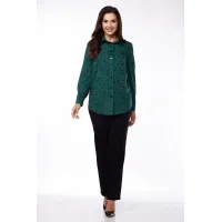 Костюм LUCKY FOX 1344 зеленая блузка + черные брюки