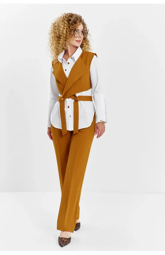 Костюм Euromoda 622 горчичный+белый Костюм Euromoda 622 горчичный+белый