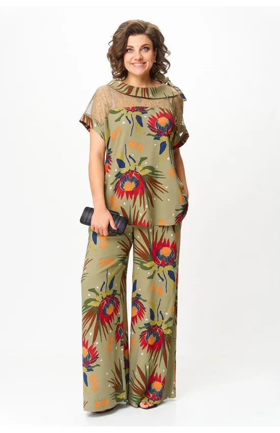 Костюм Michel Chic 1426 хаки+цветы
