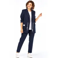 Костюм Ольга Стиль С958 темно-синий/ полоска
