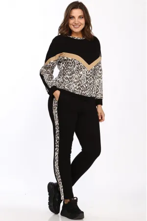 Костюм Lady Style Classic 1753/1 Черный с бежевым Леопард
