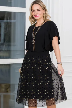 Привлекательная женская юбка LAVI-Золушка глубокий чёрный / золотистый