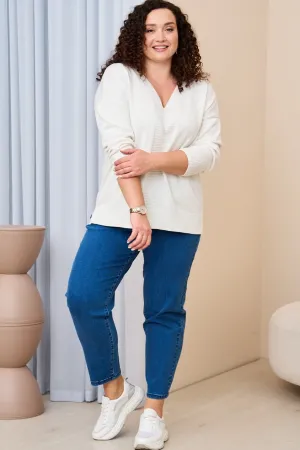Синие джинсы mom с резинкой на поясе Инти-Джинсы Пауэр Синий