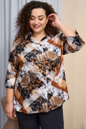Женская рубашка с ярким принтом Инти-Рубашка Эфа Мультиколор