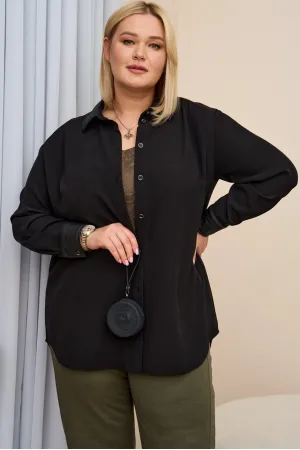 Чёрная рубашка на пуговицах Инти-Блуза Сигма Черный