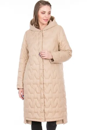 Бежевое женское пальто Дили-65208 (Бежевый ТХ520)
