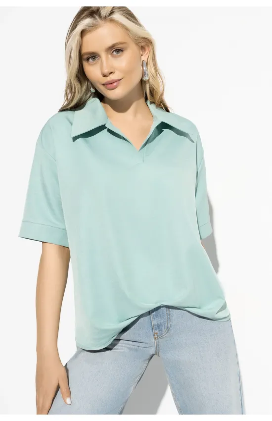 Зелёная блузка с коротким рукавом CH-Стильное искушение
