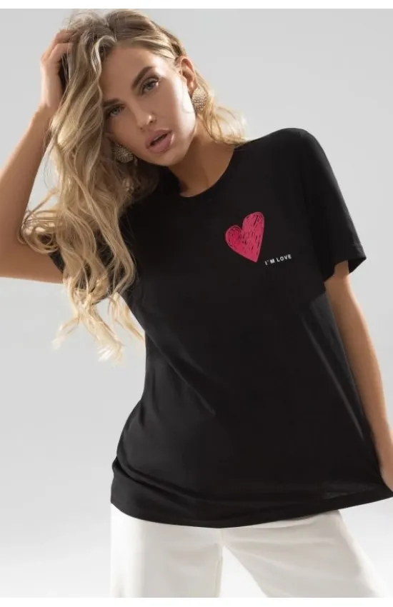 Чёрная базовая футболка с принтом CH-Базовые фантазии (black love)