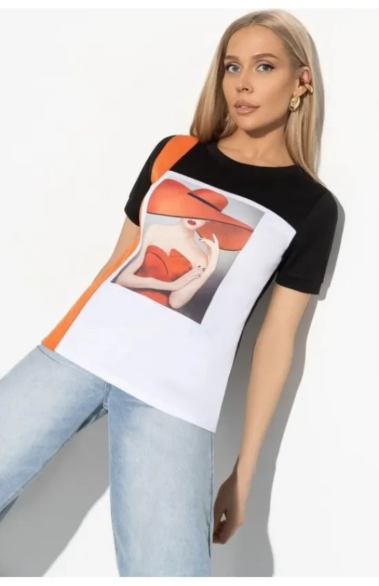 Футболка трикотажная чёрная с принтом CH-Волшебная аура (lady wow)