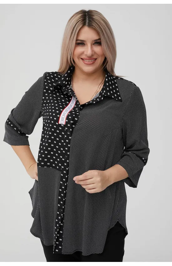 Стильная женская рубашка Люкс-1184 черный-ПН