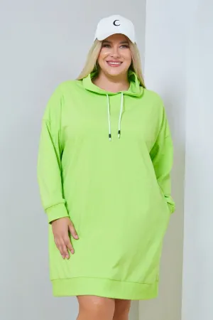 Трикотажное платье с капюшоном Люкс-1362 светло-зеленый
